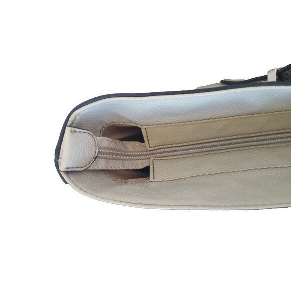 Nine West White Double handle Tote Cream Buckle Accents Pebbled Vegan Leather - Picture 6 of 15